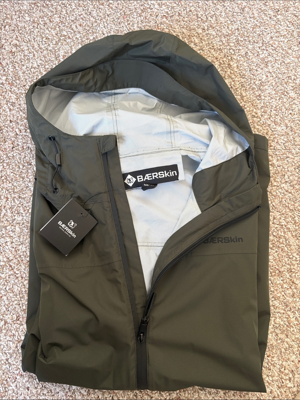 Skin Men's Olive Hooded Raincoat